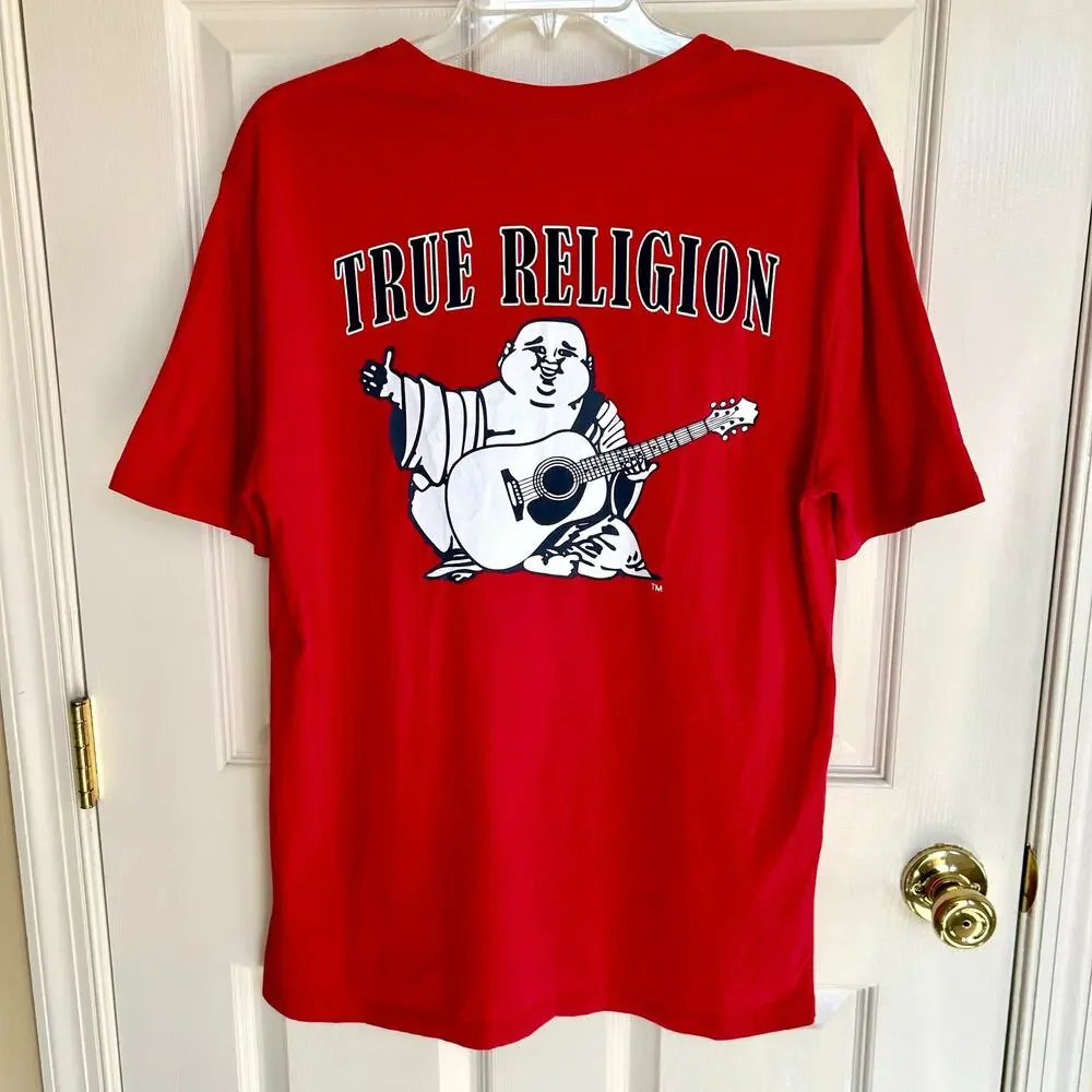 NWOT True Religion Men's Buddha and Velour Logo Short Sleeve Tee Men's Large